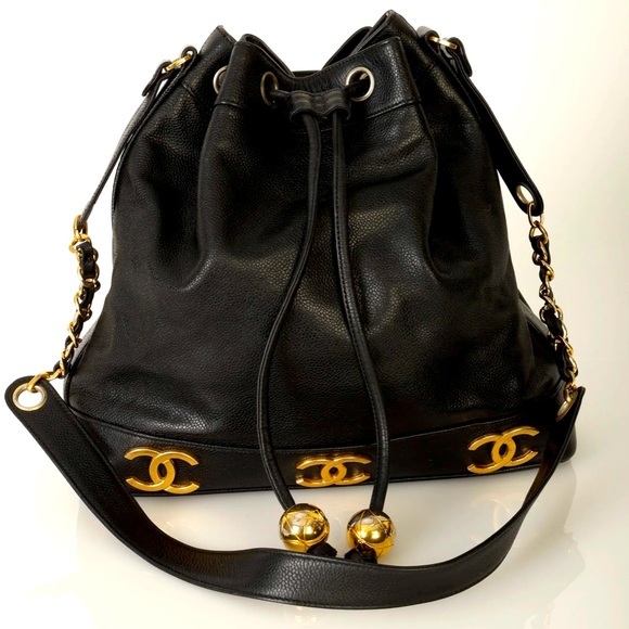 CHANEL Handbags - CHANEL Black and Gold Shoulder Bag